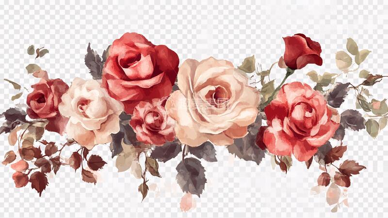 高清大图下载【趣麦麦图】玫瑰免扣手绘花卉素材