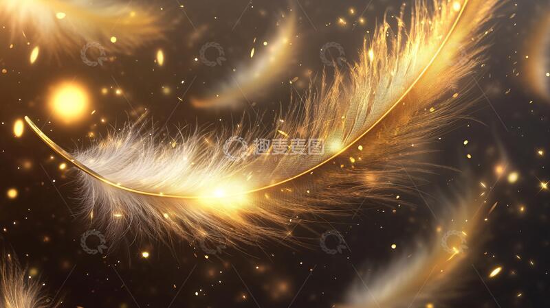 高清大图下载【趣麦麦图】-金色羽毛光芒1