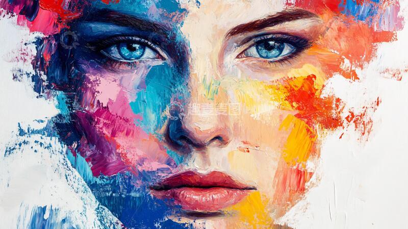 高清大图下载【趣麦麦图】人脸色块拼接装饰画7