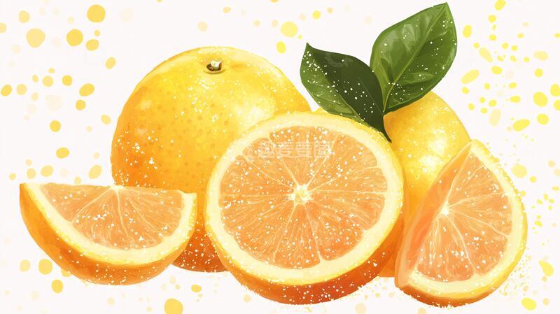 高清大图下载【趣麦麦图】黄金葡萄柚插画1