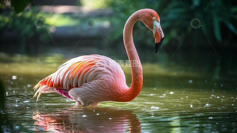 高清大图下载【趣麦麦图】唯美火烈鸟高清展翅唯美