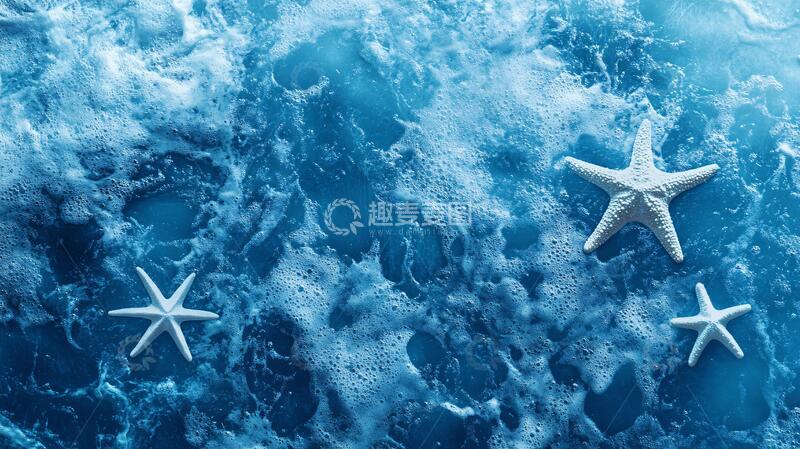 高清大图下载【趣麦麦图】蓝色海星沙滩