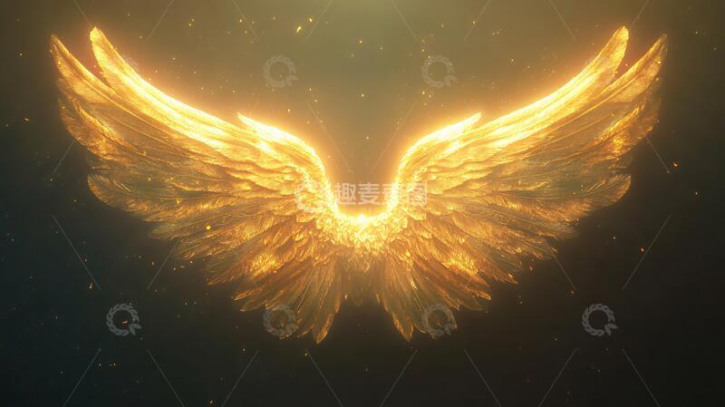 高清大图下载【趣麦麦图】黄金质感纯金色翅膀5