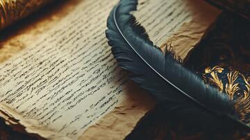 蓝凤尾纸信件卷轴书籍