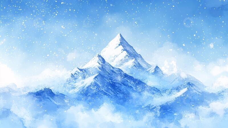 高清大图下载【趣麦麦图】雪山插画插画背景绘画