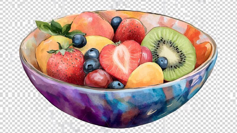 水果碗插画手绘插画素材