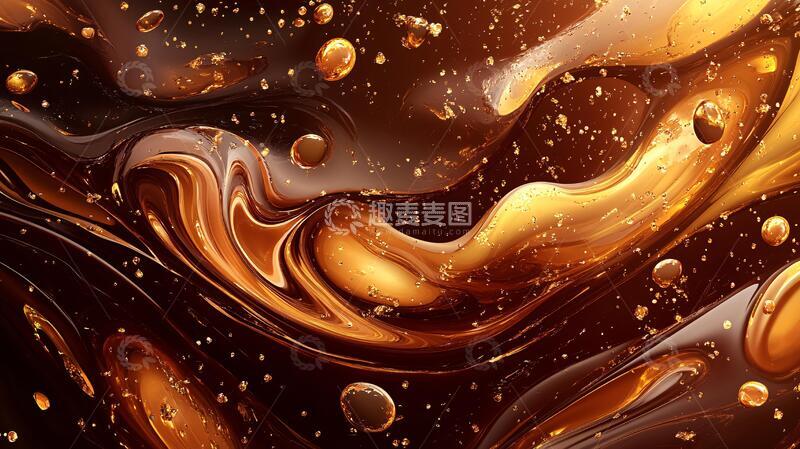 高清大图下载【趣麦麦图】黄金流体艺术画