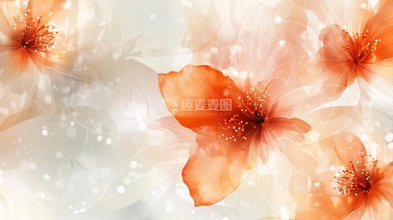 高清大图下载【趣麦麦图】森系粉橙色花朵背景6