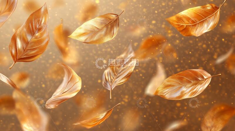高清大图下载【趣麦麦图】金色树叶背景3