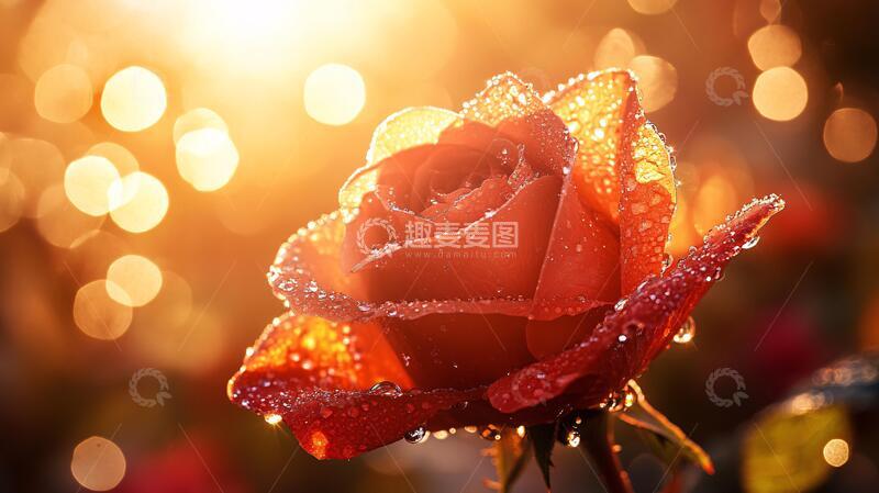 高清大图下载【趣麦麦图】逆光玫瑰花逆光水珠爱情