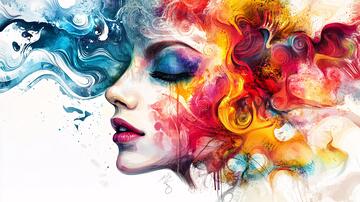 唯美抽象画水彩画女人4