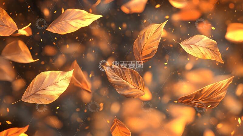 高清大图下载【趣麦麦图】金色树叶背景2