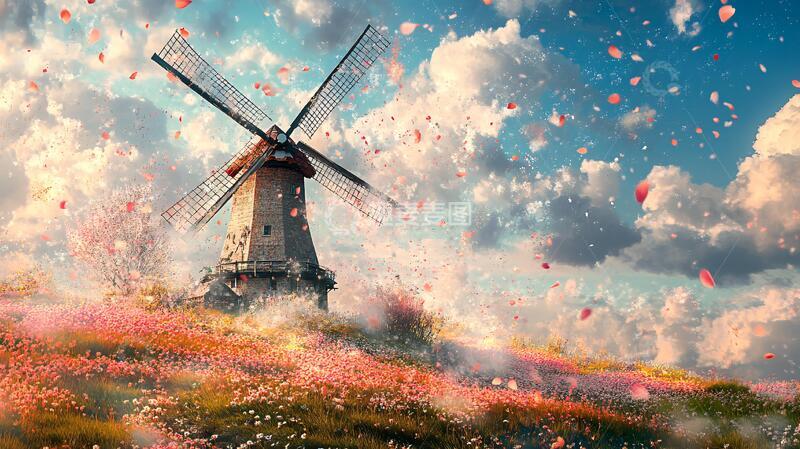 高清大图下载【趣麦麦图】浪漫风车风车旋转唯美