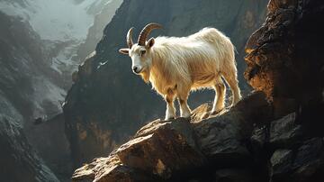 攀岩的山羊峡谷生态岩石