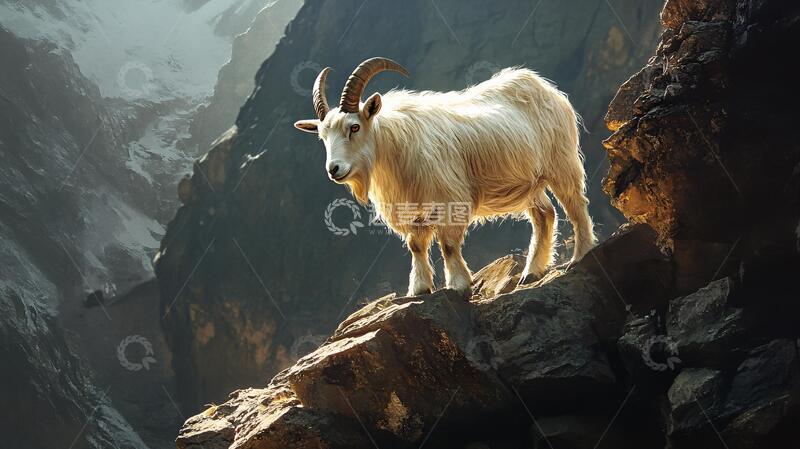 高清大图下载【趣麦麦图】攀岩的山羊峡谷生态岩石