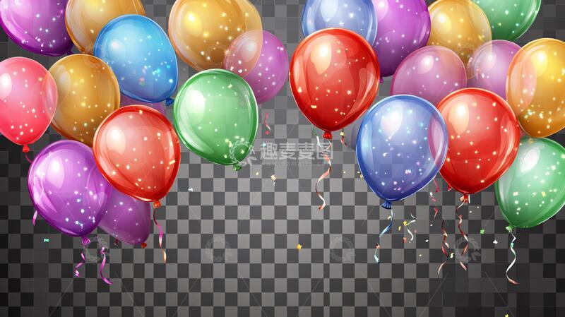 高清大图下载【趣麦麦图】彩虹色气球派对