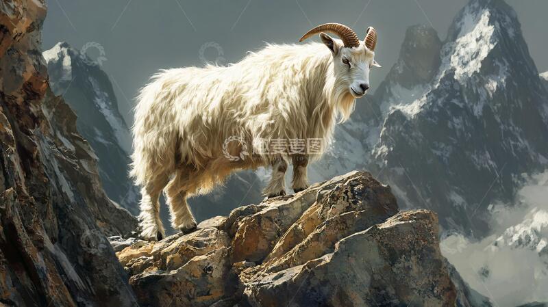 高清大图下载【趣麦麦图】阿尔巴斯羊插画