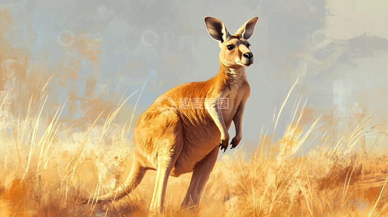 高清大图下载【趣麦麦图】原画袋鼠插画袋鼠手绘