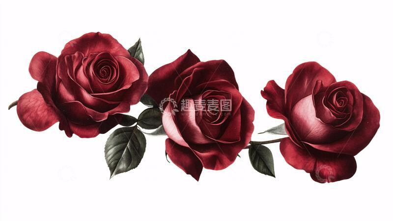 高清大图下载【趣麦麦图】写实手绘玫瑰花素材3