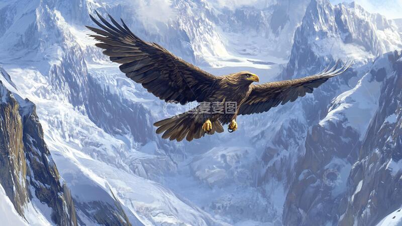 高清大图下载【趣麦麦图】雄鹰插画雄鹰展翅插画