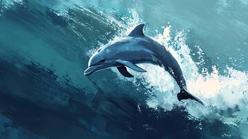海豚插画海豚手绘插画