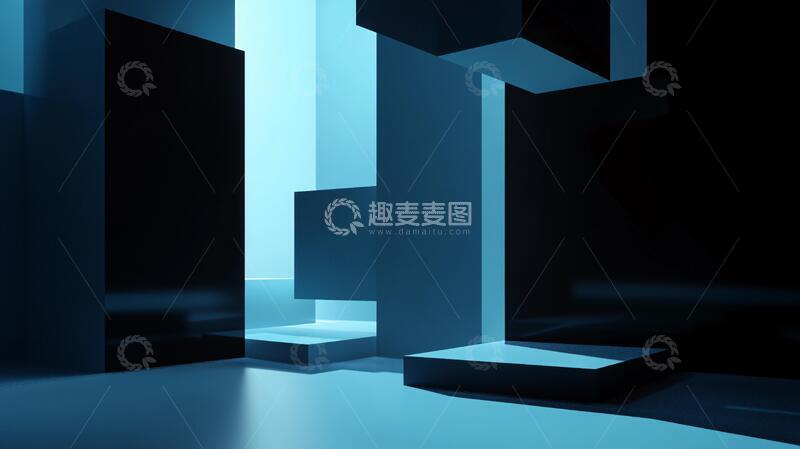 高清大图下载【趣麦麦图】深蓝色立体场景1