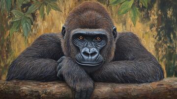 猩猩插画插画原创油画