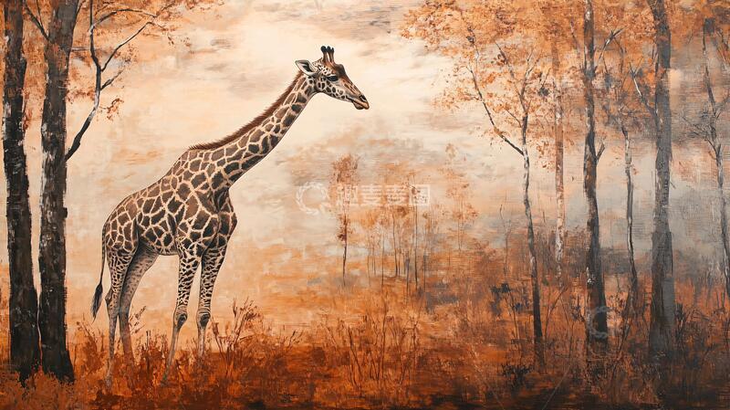 高清大图下载【趣麦麦图】长颈鹿艺术画1