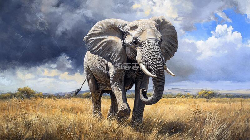 高清大图下载【趣麦麦图】唯美大象壁画4
