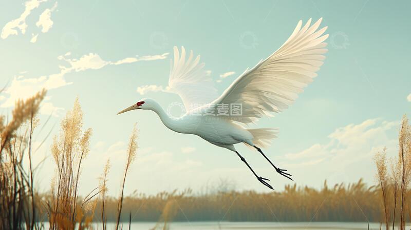 高清大图下载【趣麦麦图】白鹭插画插画白鹤仙鹤