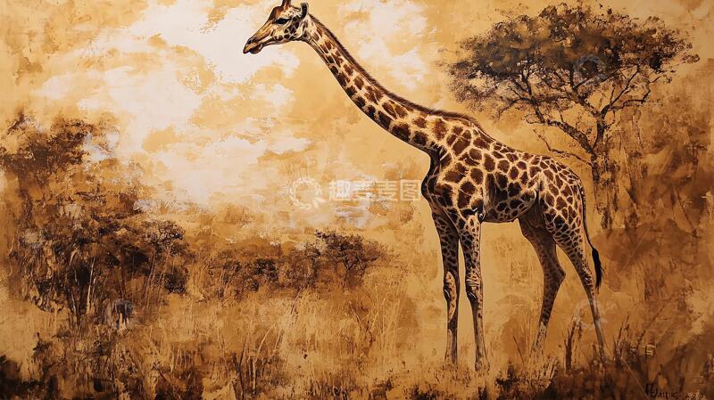 高清大图下载【趣麦麦图】长颈鹿艺术画