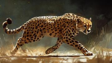 奔跑的猎豹猎豹插画手绘1