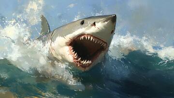 巨齿鲨插画鲨鱼插画原创