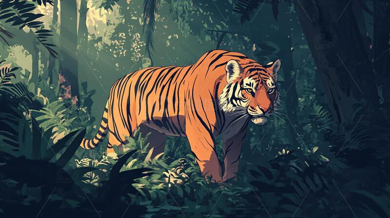 虎系列插画插画元素形象