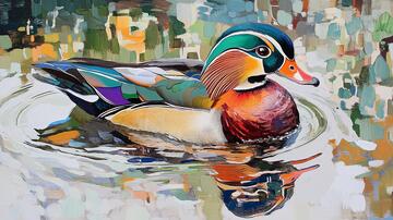 彩绘鸳鸯鸳鸯插画彩绘