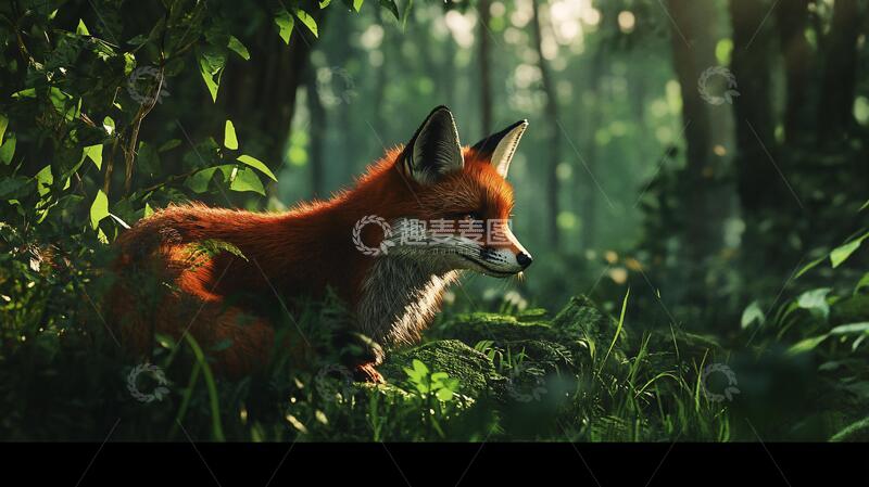高清大图下载【趣麦麦图】红狐森林猎影