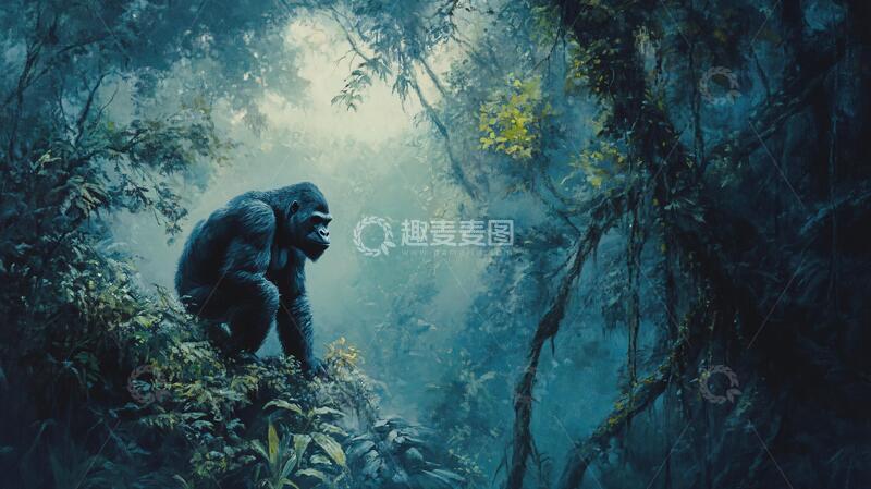 高清大图下载【趣麦麦图】背背包的大猩猩