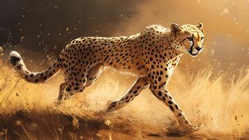 奔跑的猎豹猎豹插画手绘