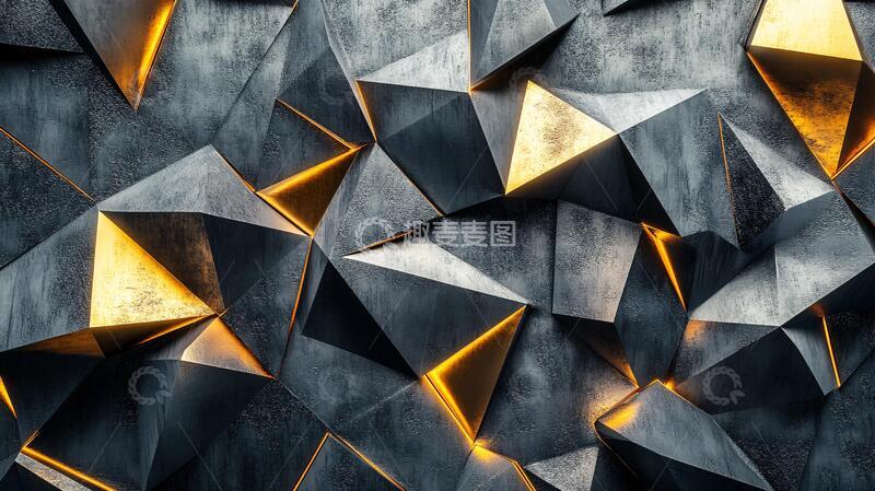 高清大图下载【趣麦麦图】高清金色几何背景墙