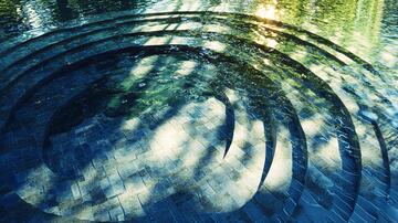 水面石径光影水面波纹