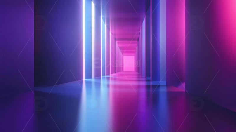 高清大图下载【趣麦麦图】流光溢彩的霓虹灯走廊1