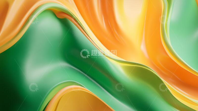 高清大图下载【趣麦麦图】-橙色绿色动感曲线1