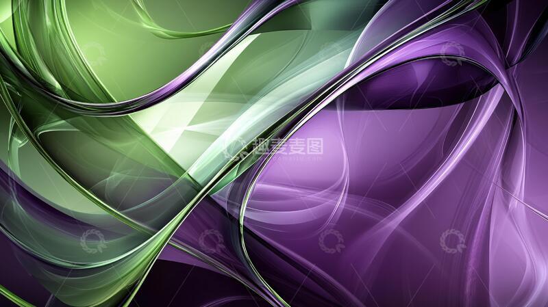 高清大图下载【趣麦麦图】紫色绿色动感曲线3