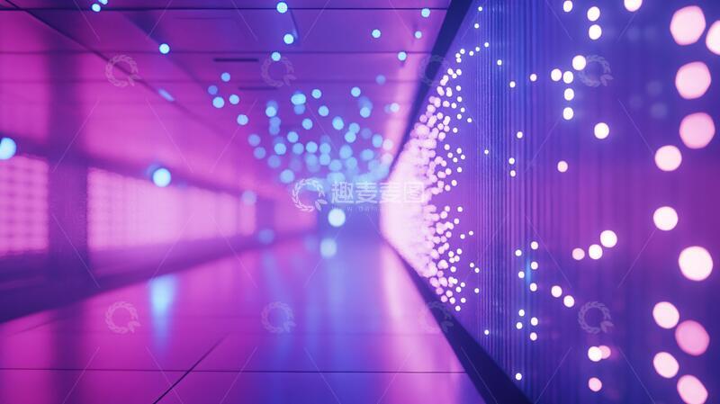 高清大图下载【趣麦麦图】流光溢彩的霓虹灯走廊