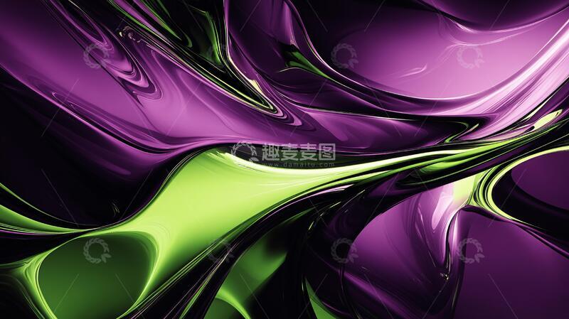 高清大图下载【趣麦麦图】紫色绿色动感曲线