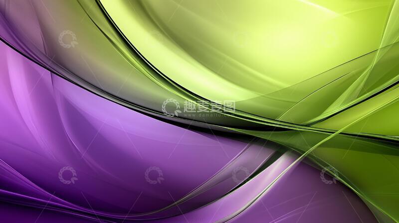 高清大图下载【趣麦麦图】紫色绿色动感曲线1