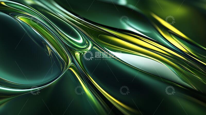 高清大图下载【趣麦麦图】绿色色彩变幻金色波纹2