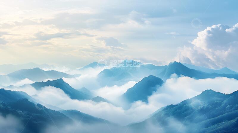 高清大图下载【趣麦麦图】飘渺远山云雾风景画8
