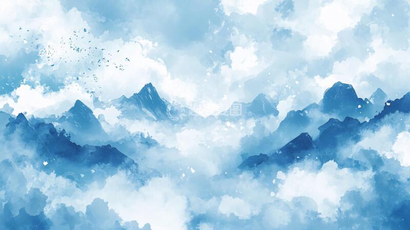 高清大图下载【趣麦麦图】意境水墨群山晕染5