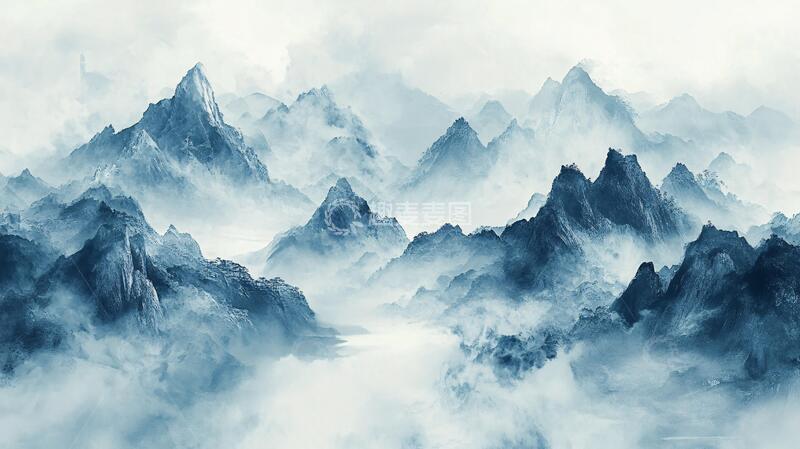 高清大图下载【趣麦麦图】数码意境烟墨山水